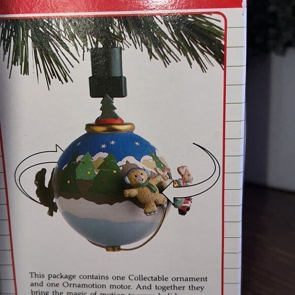 Vtg Noma Ornamotion Rotating Christmas Ornament Teddy Bears Spin Around Trees - Picture 10 of 10